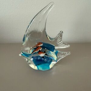 Glass Fish Aquarium Figurine - Blue and Clear